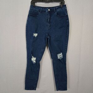 Shein Womens Curve Basic Essential Distressed Bodycon Skinny Denim Jeans Size XL